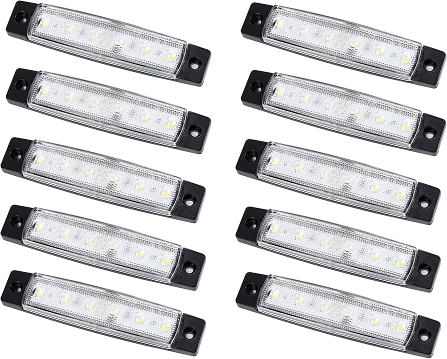 Amazon | 24V車用 白色 LED サイドマーカー ランプ 6連 汎用 10個
